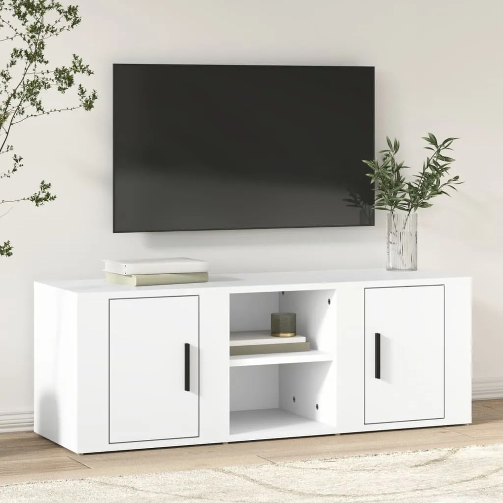 819428 vidaXL ТB шкаф, бял, 100x31,5x35 см, инженерно дърво
