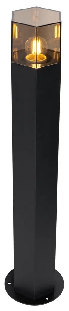 Подова външна лампа черна с опушен абажур шестоъгълник 70 см - Denmark