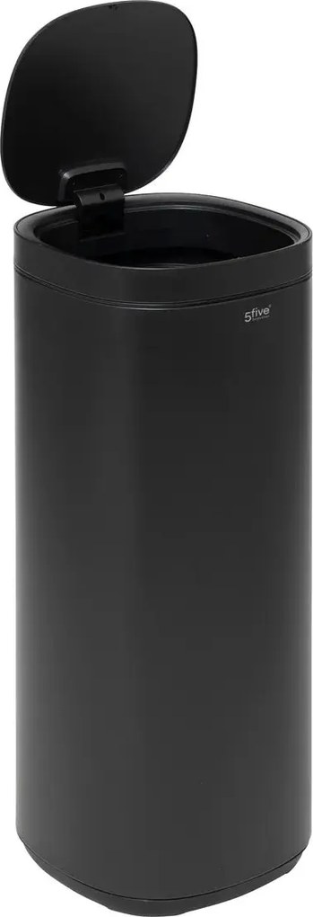 Кош 5five, Кръгъл, Инокс, Пуш бутон, 50 L - Черен