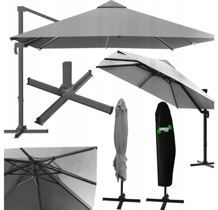 Стилен сив чадър MINI ROMA 2,5 × 2,5 м