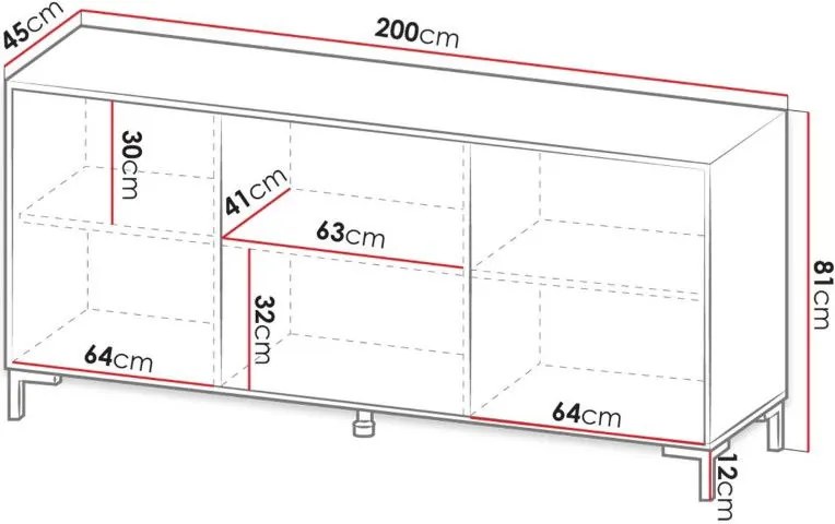 Бюфет Marmo-Black Marmaro-Length: 200 cm