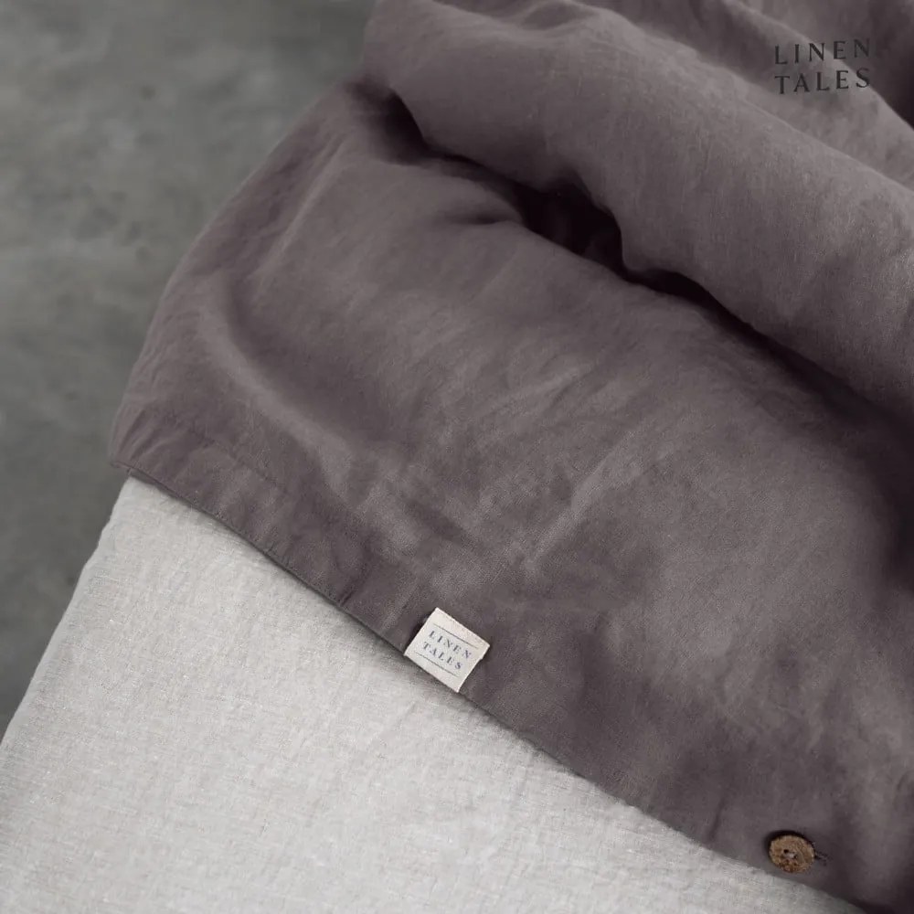 Тъмносиво спално бельо за единично легло 135x200 cm - Linen Tales