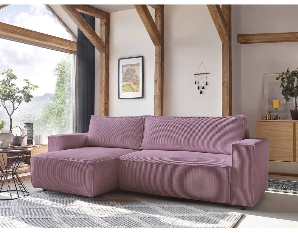 Розов велурен разтегателен диван Nihad - Bobochic Paris