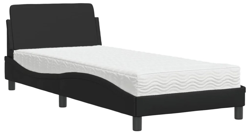 3208297 vidaXL Легло с матрак, черно, 80x200 см, изкуствена кожа