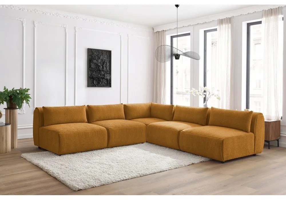Ъглов диван в цвят горчица (променлив) Jeanne - Bobochic Paris