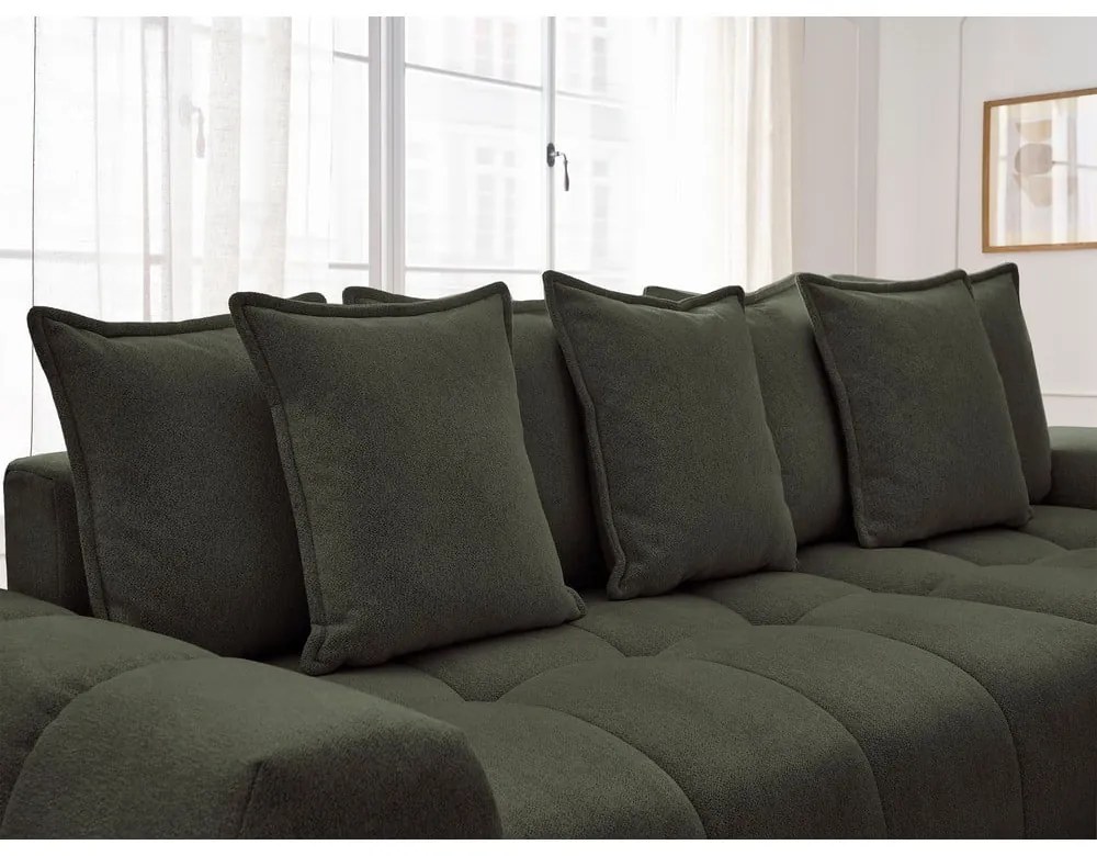 Зелен шенилов сгъваем/с място за съхранение ъглов диван (десен ъгъл) Everest – Bobochic Paris