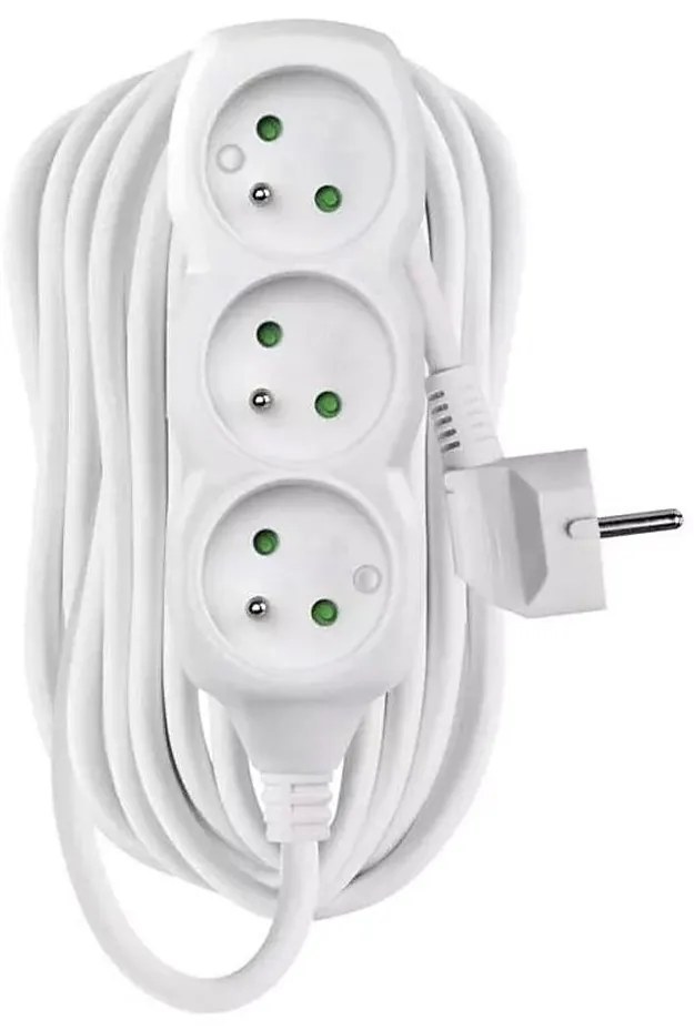 Удължител 3-извода 10м бял