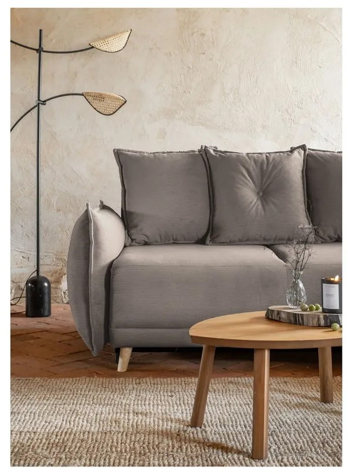 Светлокафяв велурен разтегателен диван (променлив) Lazy Lukka - Miuform