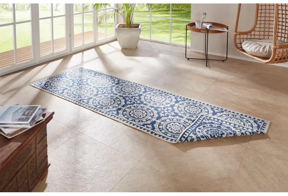 Синьо-кремав килим за открито , 80 x 250 cm Jardin - NORTHRUGS