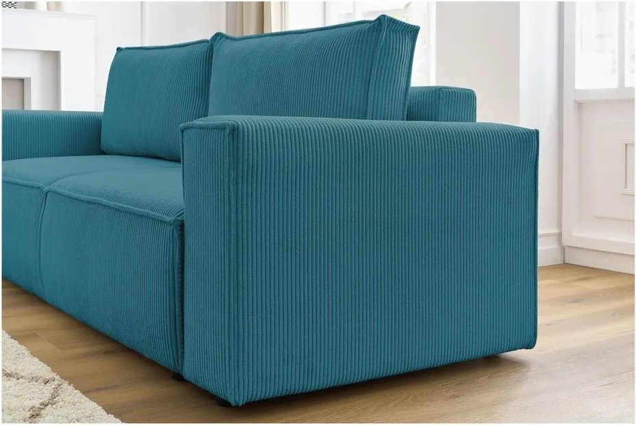 Тюркоаз сгъваем диван от рипсено кадифе 245 cm Nihad – Bobochic Paris