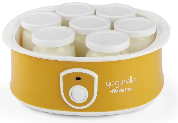 Уред за кисело мляко Ariete YOGURELLA 0617/00, 20 W, 1.3 л, 7 бурканчета, Разглобяем, Лесен за почистване, Жълт