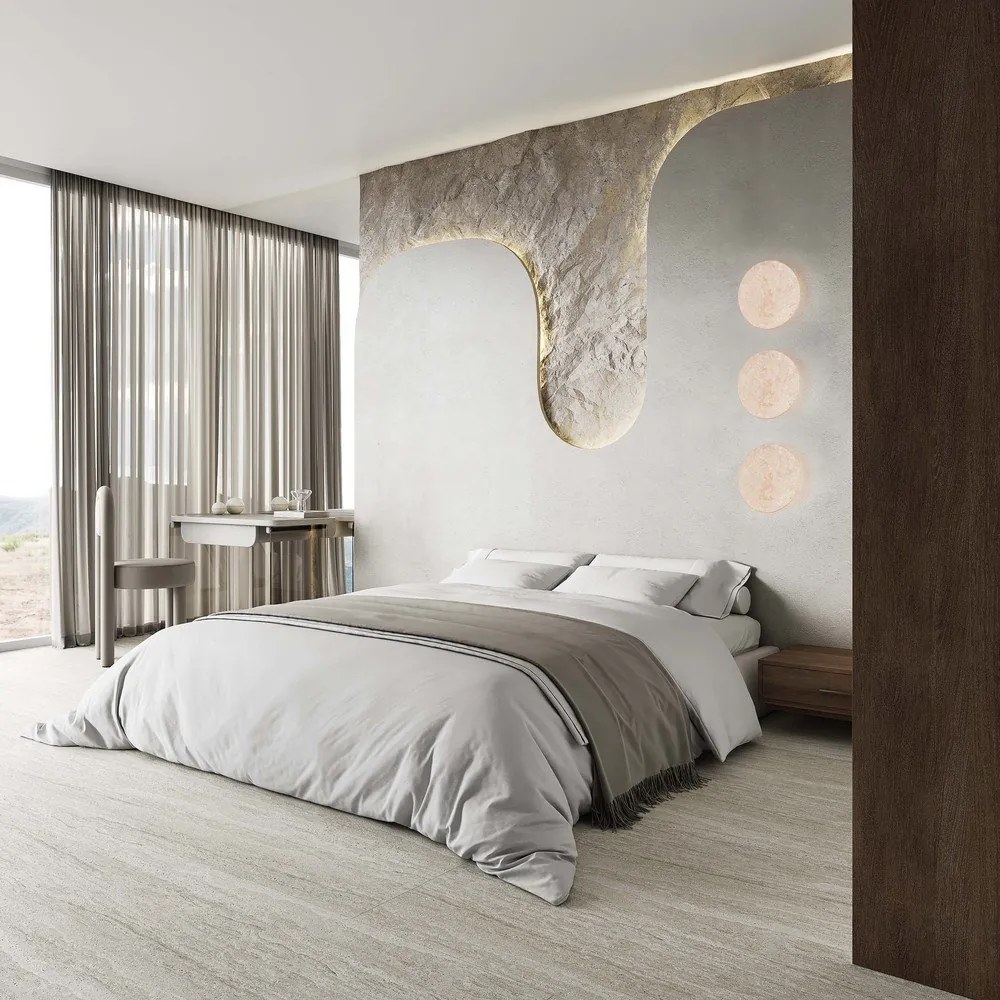 Каменна LED затъмняваща се стенна лампа в матово бял цвят Bobbin – Trio Select