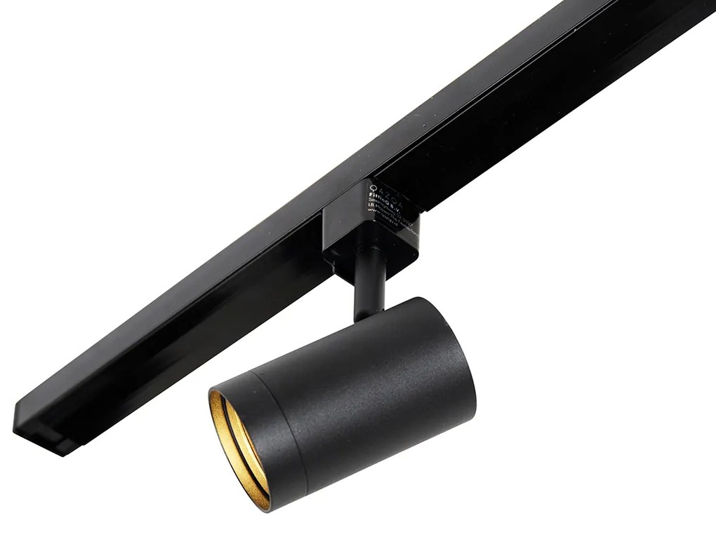 1-фазна релсова система черна с 4 прожектора и I-захранване квадратно - Jeana