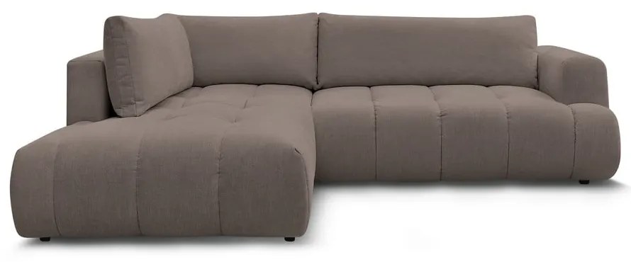 Кафяво-сив сгъваем/с място за съхранение ъглов диван (ляв ъгъл/L форма) Fuji – Bobochic Paris