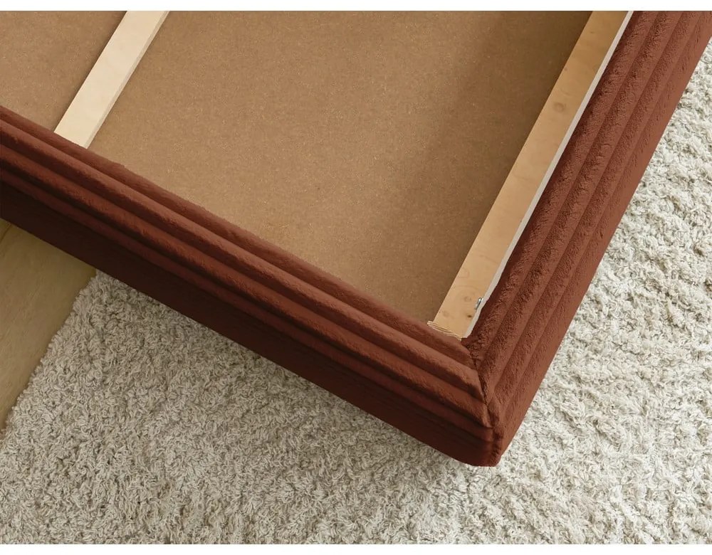 Двойно тапицирано легло с място за съхранение с включена подматрачна рамка в тухлен цвят 160x200 cm Jade – Bobochic Paris