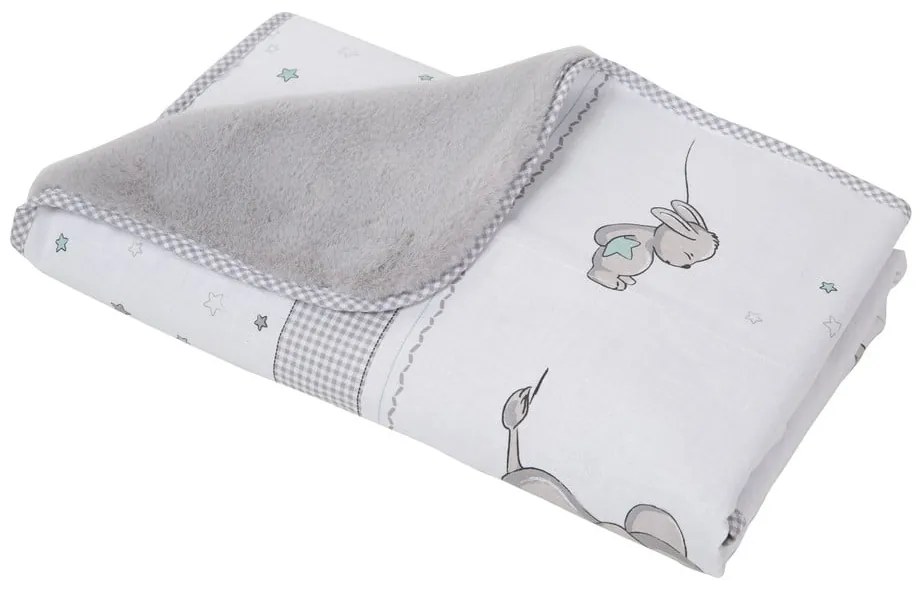 Бяло/сиво бебешко одеяло от микроплюш 80x80 cm Sternenzauber – Roba