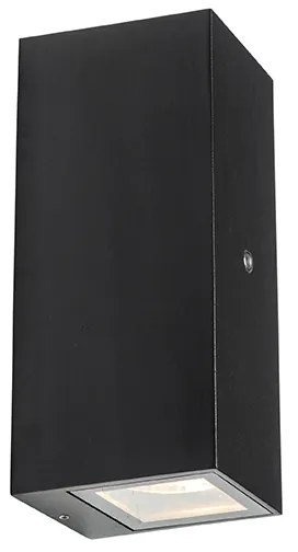 Стенен аплик черен 2-светлина IP44 с датчик за здрач - Baleno II