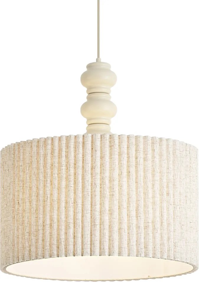 Japandi висяща лампа бежова с ленен абажур 50 см - Fedde