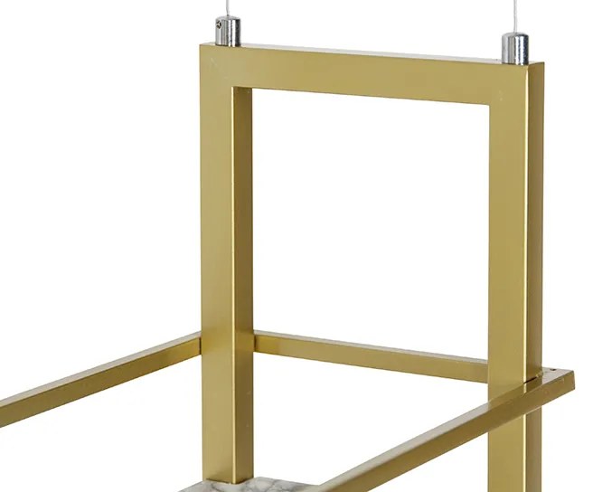 Индустриална висяща лампа златиста с мрамор и рафт 4-светлина - Cage Rack