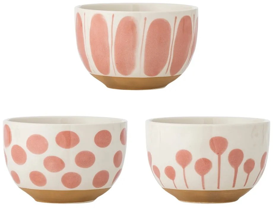 Глинени купички в комплект от 3 бр. в цвят сьомга/кремави 500 ml Linora – Bloomingville