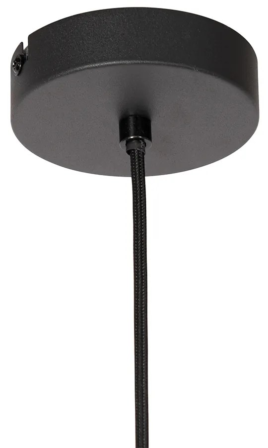 Висяща лампа в стил Арт Деко черна с димно стъкло - Bizle