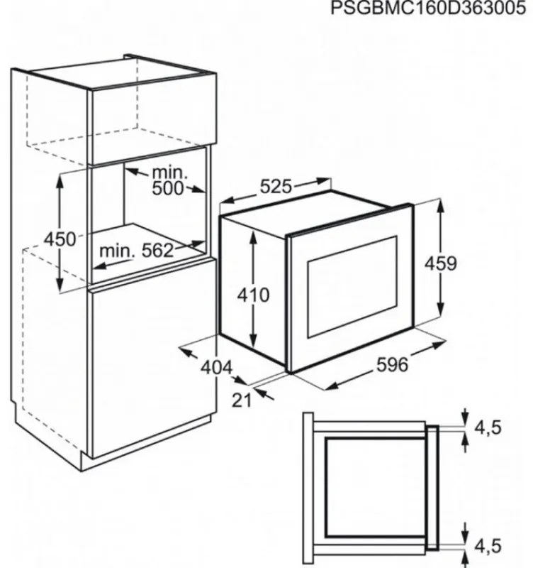 Микровълнова фурна за вграждане AEG MBE2658DEM, 25 л, 900 W, 5 нива, Грил, Размразяване, Сензорно управление, Таймер, Сребрист/черен