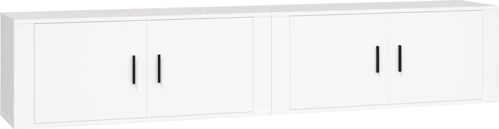3188366 vidaXL ТВ шкафове със стенен монтаж, 2 бр, бели, 100x34,5x40 см