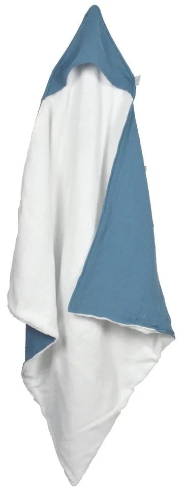 Синя муселинова детска хавлия с качулка 75x75 cm – Bébé Douceur