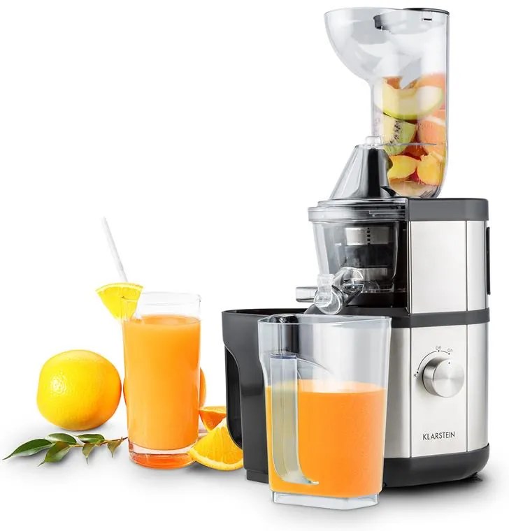 Klarstein FRUITBERRY, 400 W, 60 об., бавна сокоизстисквачка, пълнеща тръба 7,5 см, неръждаема стомана