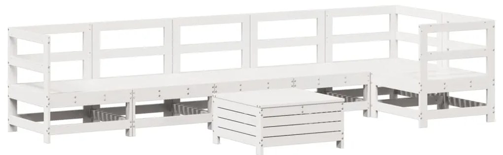3250865 vidaXL Градински комплект диван от 7 части, бял, масивно дърво бор