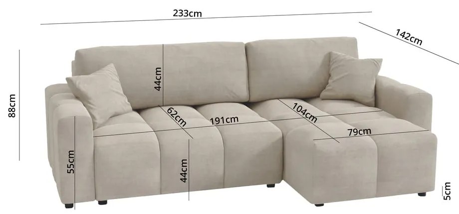Бежов ъглов диван (променлив) Luki – Ropez