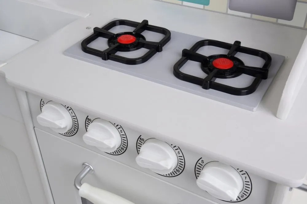 Дървена детска кухня с LED осветление, аксесоари и звукови ефекти