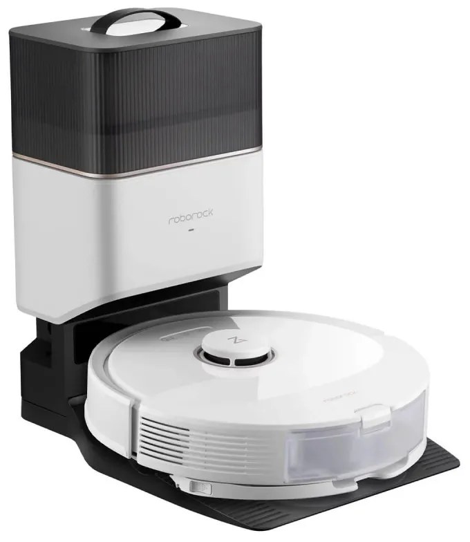 Прахосмукачка робот Roborock Q8 max+ Q8MP02-00, 59W, Wi-Fi, Гласово управление, 5500 Pa, Сухо и мокро почистване, Автономия до 240 мин, Бял/черен