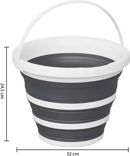 Сгъваема кофа 5five 10L - Бяла/Сива, компактна и практична