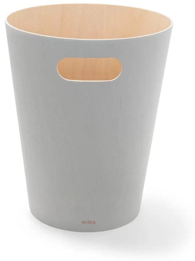 Светлосиво дървено кошче за боклук 7,5 l Woodrow – Umbra