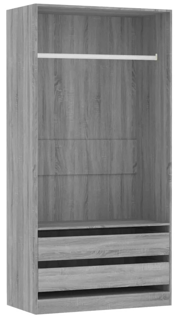 815346 vidaXL Гардероб, сив сонома, 100x50x200 см, инженерно дърво