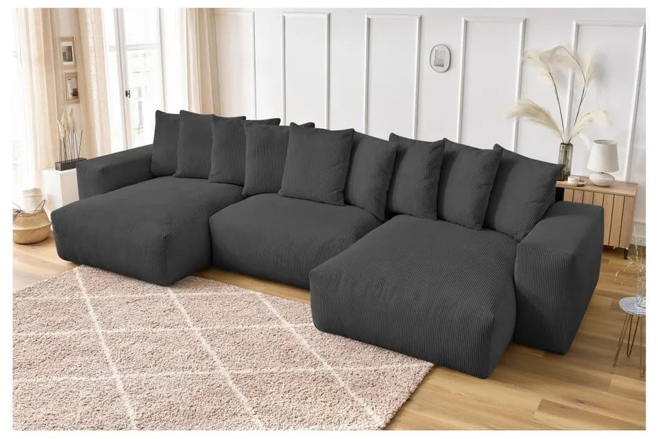 Сив ъглов диван от рипсено кадифе Voltaire – Bobochic Paris