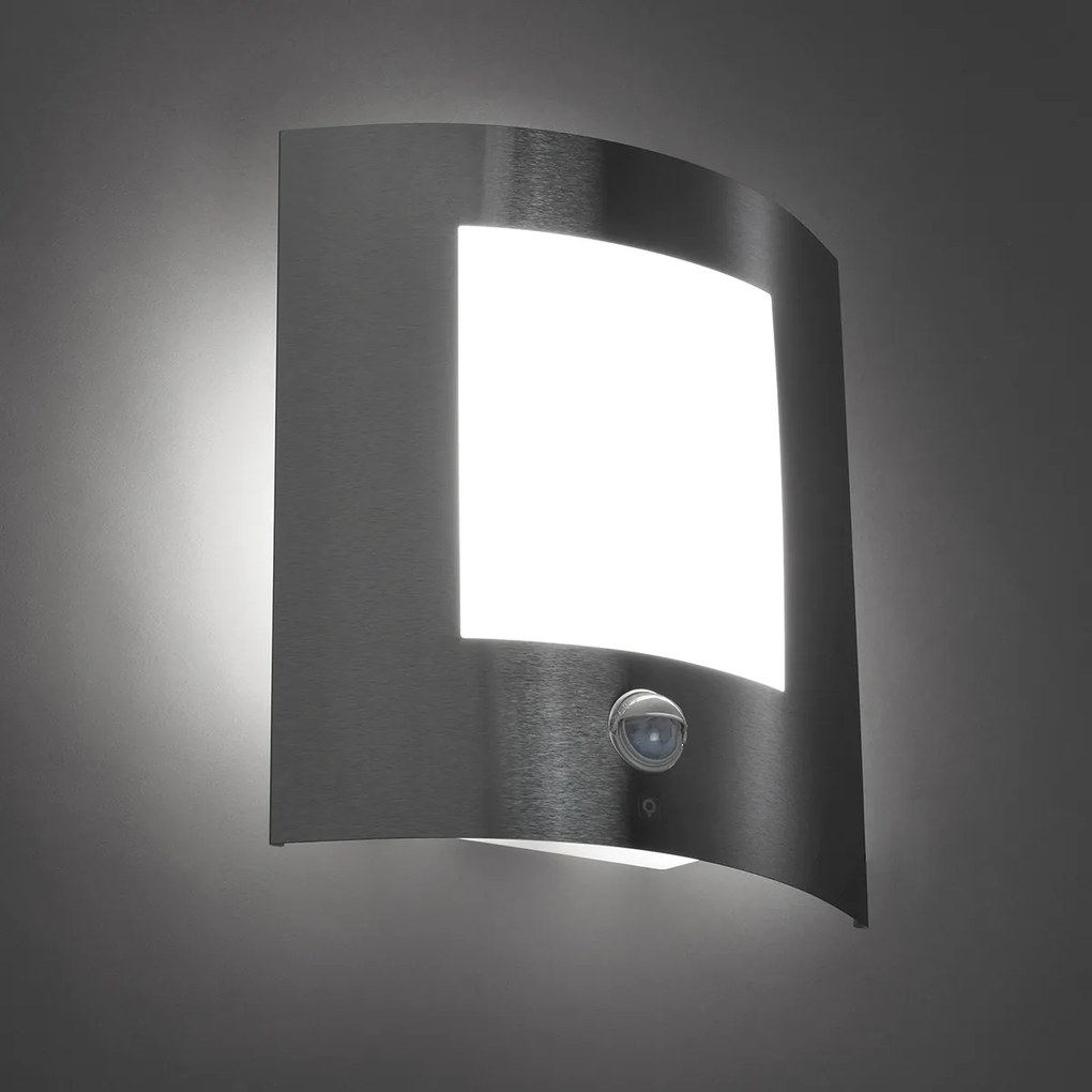 Модерна външна стенна лампа стомана сензор за движение IP44 - Emmerald 1