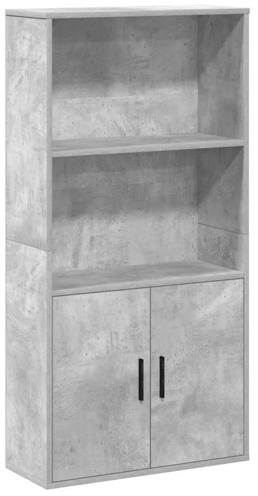 860421 vidaXL Библиотека, бетонно сива, 60x24x120 см, инженерно дърво