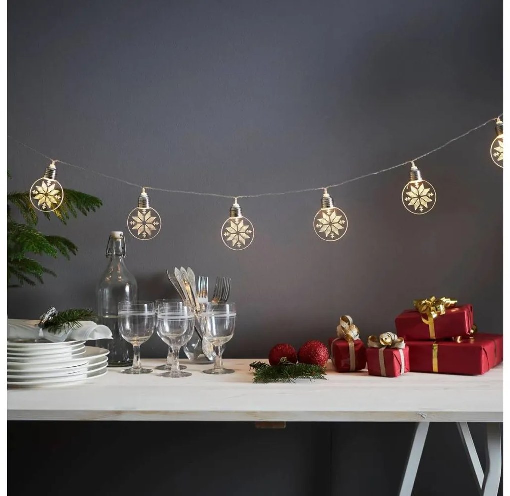 Eglo 411112 - LED Коледен гирлянд ORNAMENT 10xLED/3xAA 2,4м топла бяла светлина