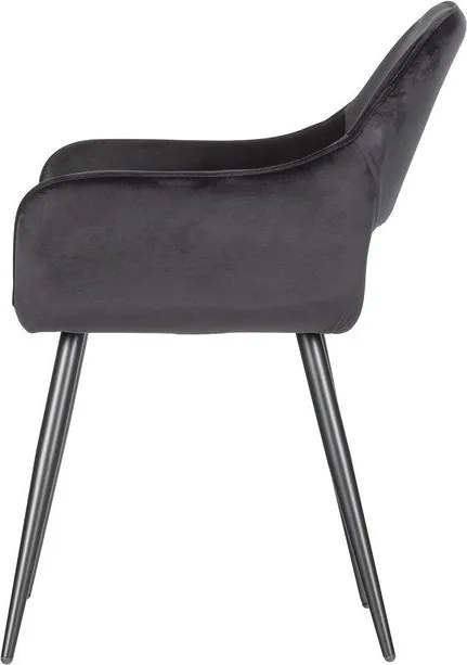 Черни тапицирани трапезни столове в комплект с подлакътници 2 бр. Jelle – WOOOD