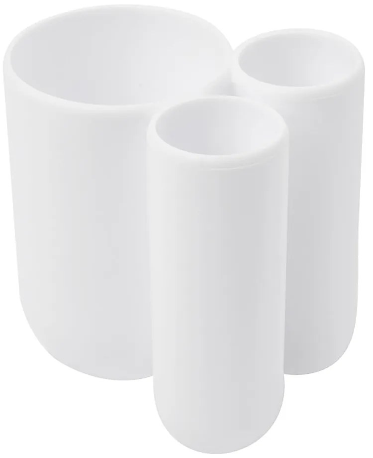 Бяла пластмасова чаша за четки за зъби Touch - Umbra