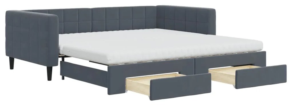 3196771 vidaXL Канапе с изтеглящо легло и чекмеджета, 100x200 см, кадифе