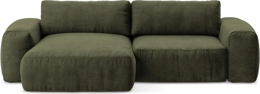 Зелен шенилов сгъваем ъглов диван (ляв ъгъл) Kuki – Makamii