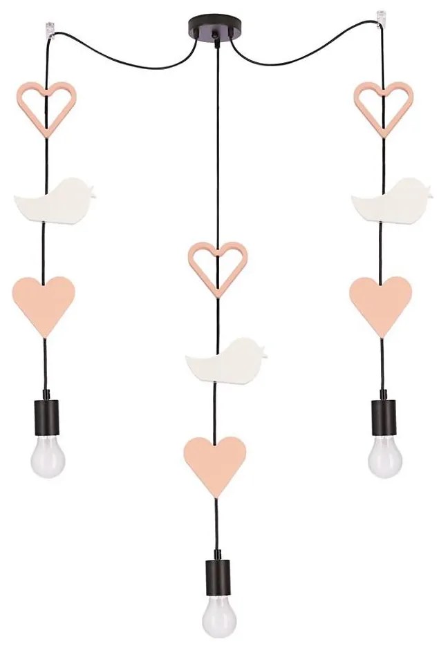 Детски полилей на кабел TRIO 3xE27/20W/230V розов/бял