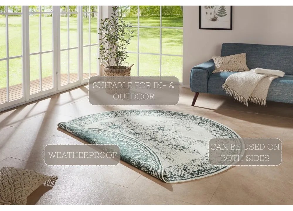 Зелен и кремав килим за открито, ø 140 cm Borbon - NORTHRUGS