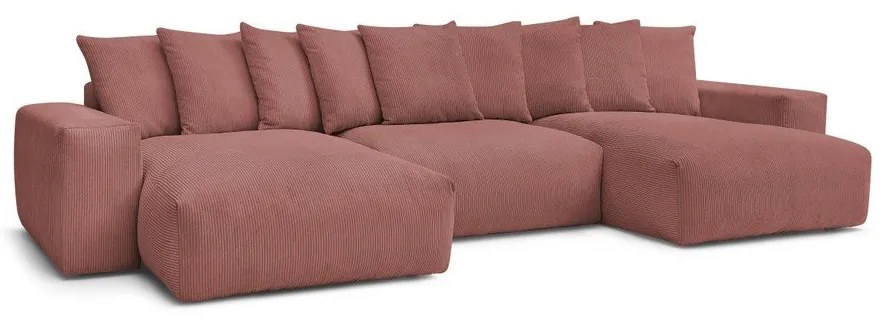 Светлорозов ъглов диван от рипсено кадифе Voltaire – Bobochic Paris