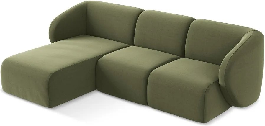 Зелен кадифен ъглов диван (ляв ъгъл) Lani – Makamii