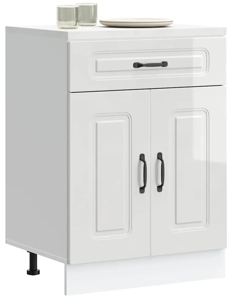 853489 vidaXL Кухненски шкаф, "Kalmar", бял гланц, инженерно дърво