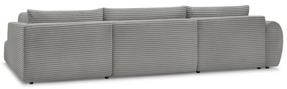 Тъмносив сгъваем/с място за съхранение ъглов диван от рипсено кадифе (десен ъгъл/U форма) Lucien – Bobochic Paris